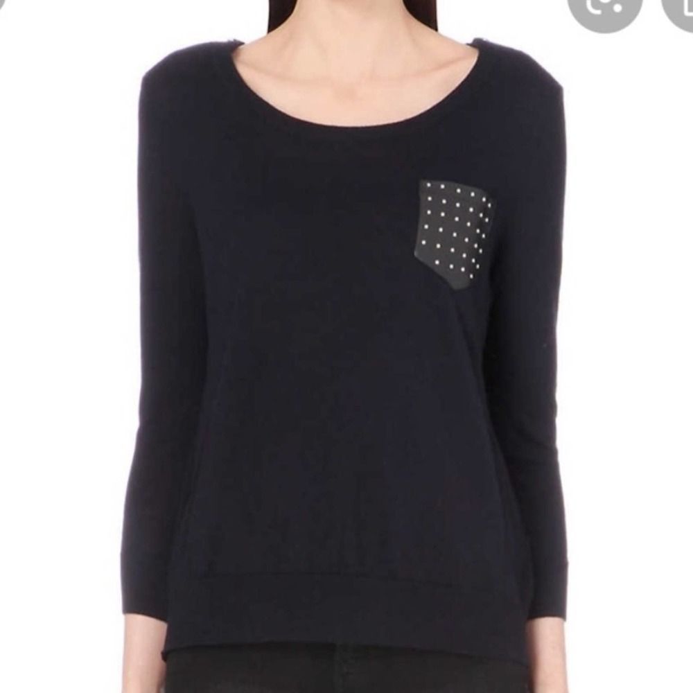 The Kooples Wool Leather Pocket Jumper/Sweater